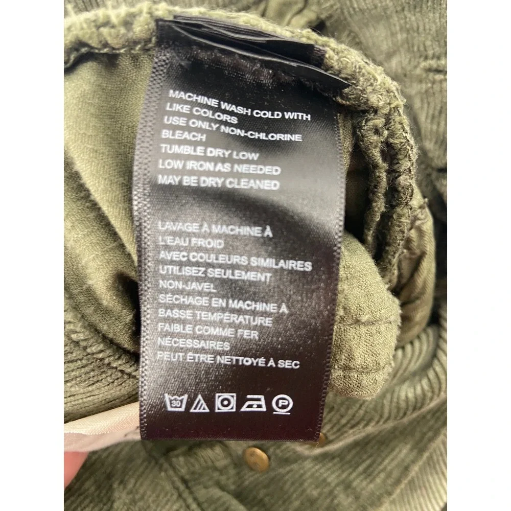 We The Free Pants Women 29 Moss Deep Trance Boyfriend Corduroy Barrel Leg